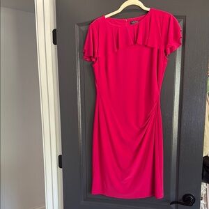 Polo by Ralph Lauren Pink Asymmetrical Ruched Cocktail Dress